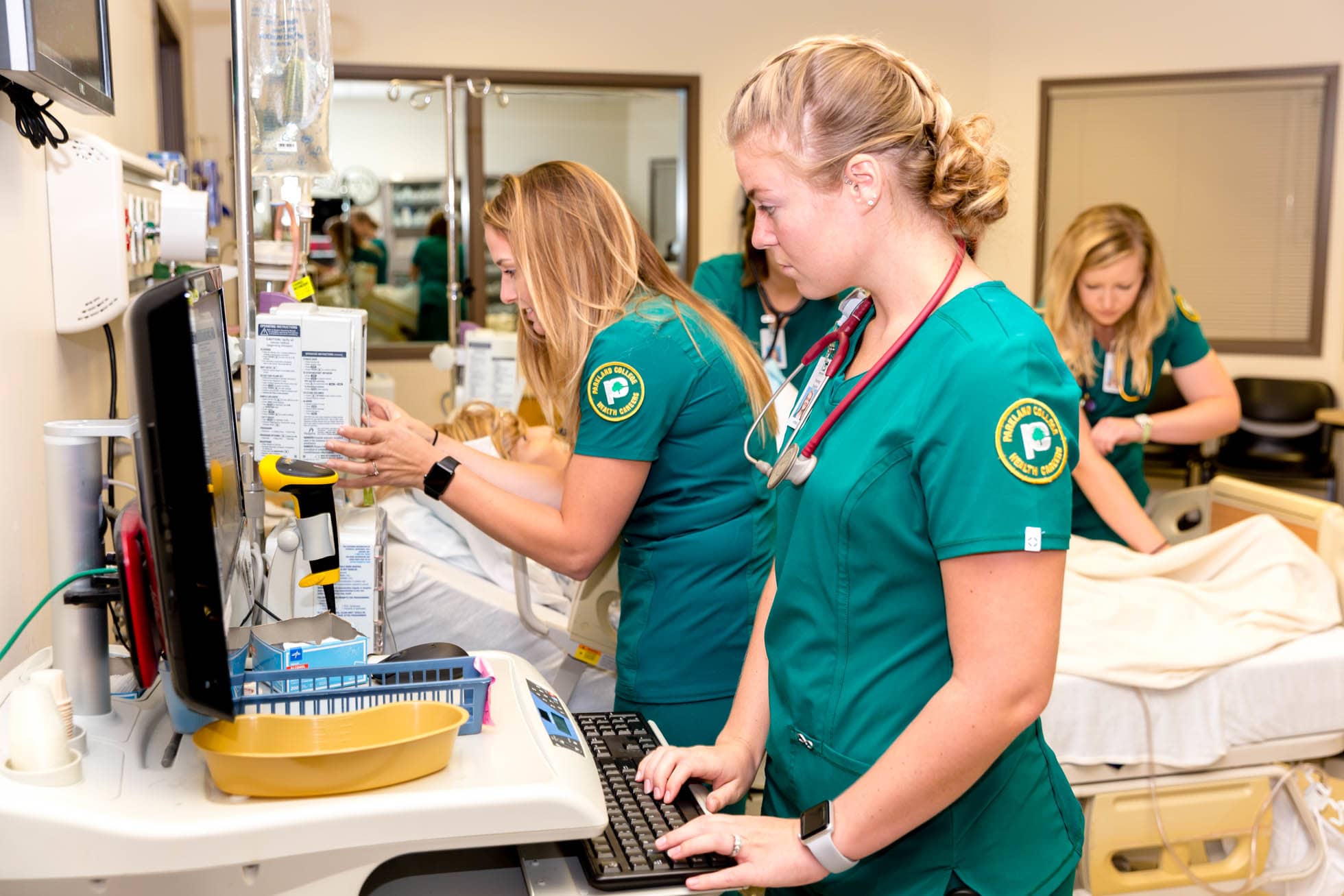 nursing students at computer